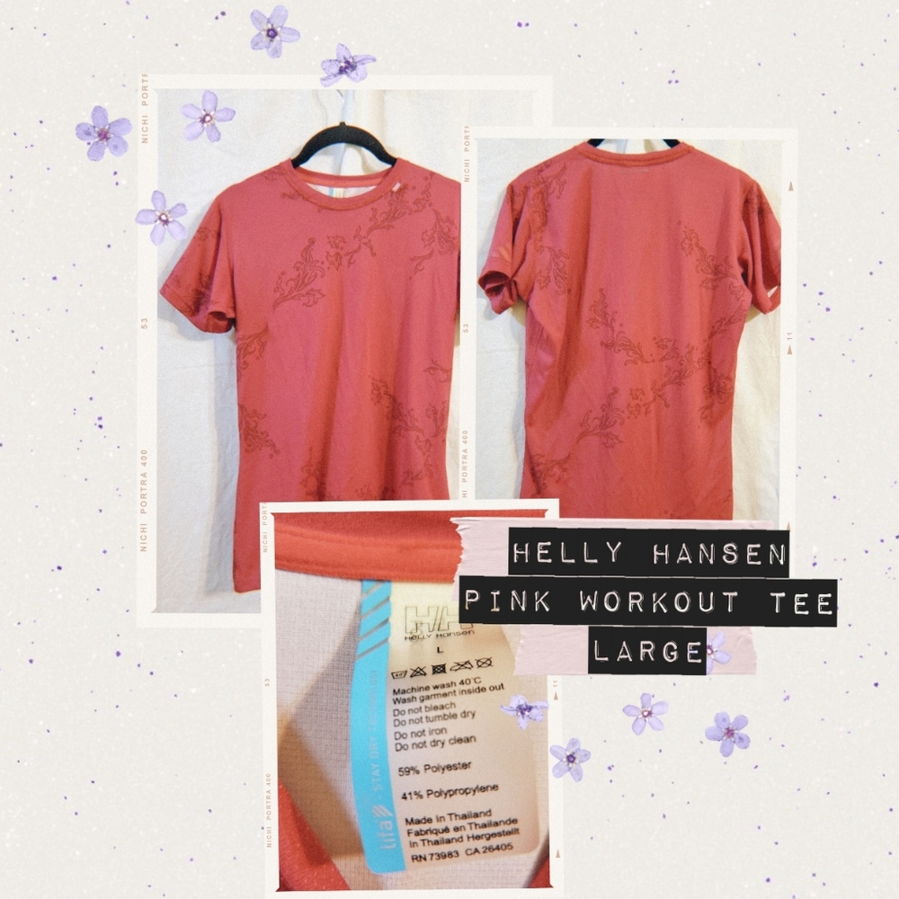 Helly Hansen, large, pink floral workout tee